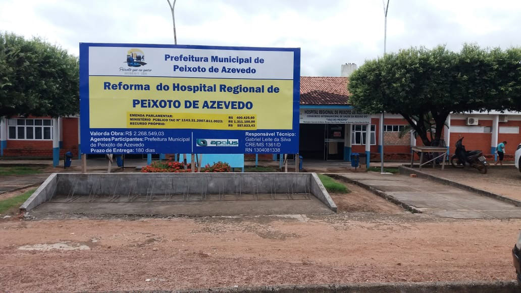 Hospital Regional de Peixoto de Azevedo vem recebendo investimentos de 7 milhões de reais