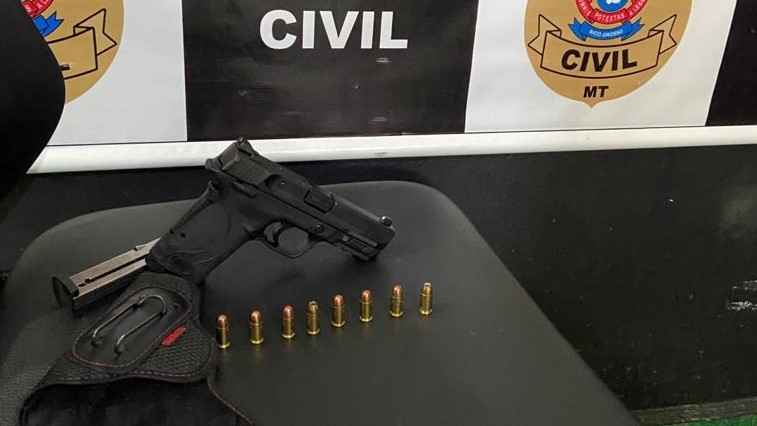Arma e munições são apreendidas pela Polícia de Matupá em residência de suspeita de crime de ameaça