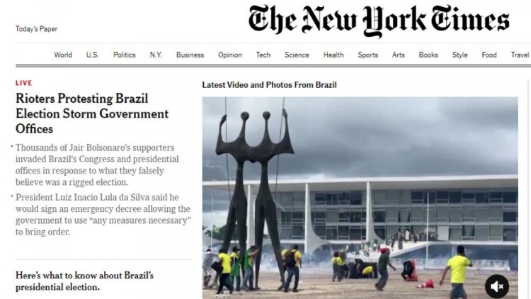 Imprensa internacional repercute invasão em Brasília e compara com ataque ao Capitólio nos EUA